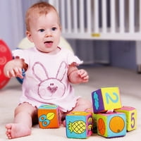 Temacd set Blocks Blocks Slatki uzorak rano učenje tkanine Mekani blokovi za zube za Toddler