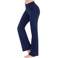 Xinqinghao ženske vinske noge Yoga duge hlače žene čvrsto opremljene bojom jogger hlače elastične struke nogu joga hlače plavo xl
