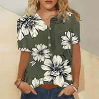 Žene Ljetni cvjetni uzorak bluza s kratkim rukavima Comfy Dressy Tshirts ženske majica s dugim rukavima