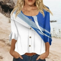 HHEI_K rukavice za žene uzorak Ispis Grafički gumb TEes Bluze Cluales Plus size Basic Tops Pulover