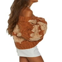 Gureui ženski jesen zimski džemper, ležerna kontrastna boja pune boje dugih rukava s dugim rukavima,