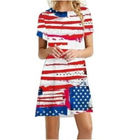 Oalirro Američka zastava Boho haljina bez rukava za žene 4. srpnja Žene Ljetne haljine Ležerne prilike Patriotske neovisnosti crvene m