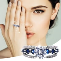 Šuplje plavi cirkon zvona elegantni prsten za rinestone safir nakit za nakit za žene modni puni dijamantni zvoni za žene veličine plave boje