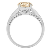 2. CT sjajan okrugli rez prozirni simulirani dijamant 18k bijeli zlatni pasijans sa accentima prsten