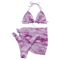 Badymincsl Set Women Tie-Dye Halter Bikini Sarongs Pokrijte kupaći kostimi