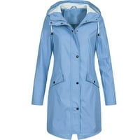 DRPGunly zimski kaputi za žene Čvrsta kišna jakna na otvorenom kapuljač kapuljača Vodootporni kaput