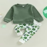 Blotona novorođenčad dječja dječja dječja sv Patricks, dugih rukava s dugim rukavima Zelena dukserica sa set djetelina