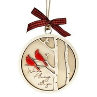 Clearsance YoHome Božićni crveni serija Bird serija Kreativni privjesak Domaći ukrasi Drveni dvoslojni