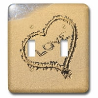 3drose srce s ljubavlju nacrtano u pijesku na plaži - dvostruki preklopni prekidač