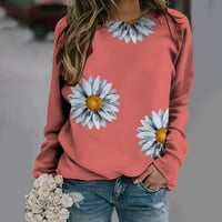 Hoodies HHEI_K ženski povremeni modni cvjetni print dugih rukava O-izrez TOP bluza