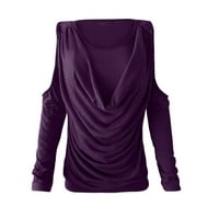 Ženske vrhove Ženska bluza s dugim rukavima Casual Solid Hot Sales Scoop vrat TEE Bluuses Purple XL
