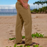 Simplmasygeni Men Casual Hlače Pamučna posteljina pantalona za klirens struk Pocket Solistična ploča