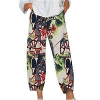 Daichch Capri hlače za žene mekani casual labav pantalonski kolica elastična struka Tvrda s džepovima