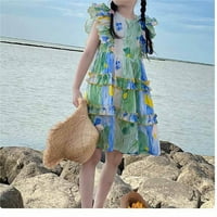 Rovga casual haljine za djevojke dječje ljetne casual tiskane cvjetne bezbedne princeze haljina party