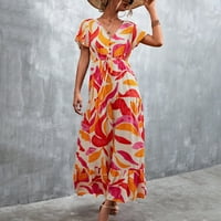 Modna štampana maxi haljina koja trče ženske suknje žute veličine xxl