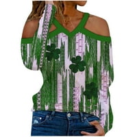 Dadaria majice za žene modne žene casual dugih rukava s dugim rukavima Halter V-izrez Saint Patrick