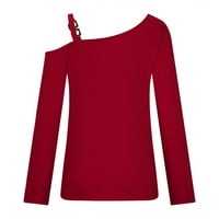 USMIXI TENDERY AERMSIM košulje dugih rukava za žene Pulover vrhove za žene Modni gumb hladan ramena