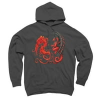 Phoeni vs Dragon charcoal sivi grafički pulover Hoodie - dizajn od strane ljudi m