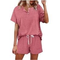 Tawop Pink Pajamas Modne ženske ležerne pune kratkih rukava vrhovi noćne odjeće kratke hlače za spavanje