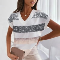Manxivoo THIRTS za žene Dame Bluzes V izrez T majice Trendi tiskani tee casual vrhovi ljetne kratke