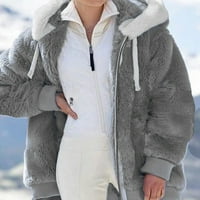 Ženska zimska kaputa na otvorena topla runa s kapuljačom sa kapuljačom Overcoat Plus size zima