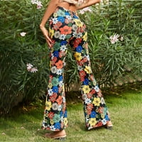 Yuwull ženski boho visoki struk pantalone za struk Stretch Bell donje joge hlače hipi pantalone pantazone