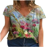 Ženska cvjetna majica kratkih rukava Summer Casual V izrez Bluza