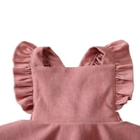 FIOMVA djevojke suknja za obustavu, kvadratna ovratnica velika haljina s rufflesom ružičaste 2 godine