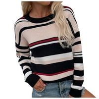 SNGXGN majice s dugim rukavima za žene lagana šipka s dugim rukavima bočni prorez rebrasti pleteni pulover