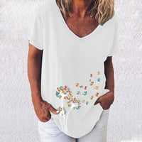 Stilska žena V izrez za štampanje majica bluza vrhova dukserica