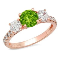 2.02ct okrugli rez Zeleni prirodni peridot 18K ruža Gold Gold Angagement Kamena prstena veličine 11