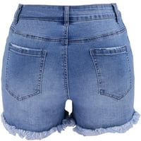 FSQJGQ Ženske kratke hlače Ležerne prilike Ženske kratke hlače Jean Moda Ženska džepa Solid Jeans Traym hlače Ženska rupa Dolje Casual Starks Blue S