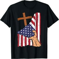 Prelazi iza nas zastava za zastavu Vjerski Bog Isus Patriotska kršćanska majica Crni medij