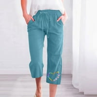 Tuphregyow ženske visoke struke vučne hlače za noge vole tisak udobne casual pantalone s džepovima elastične