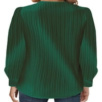 LUMENTO DAMIES majica dugih rukava tipki za majice Dekor majica Žene Labavi pulover casual v izrez Tee