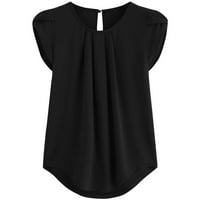 Ženski ljetni vrhovi bluza Čvrsti kratki rukav povremeni ženski majica posada crna 3xl