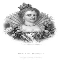 Marie de Medicis. Queen Consort Henry IV Francuske. Čelično graviranje, Amerikanac, 19. vek. Poster