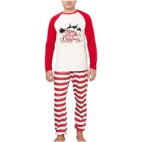 Anuirheih roditelj-dijete PJS toplo božićno odijelo prugasta šivanje kućna odjeća Pajamas pantalone s dugim rukavima Dvodijelna prodaja na klirensu
