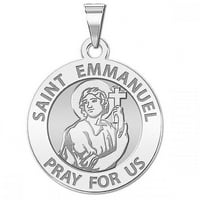 Saint Emmanuel Vjerska medalja Veličina četvrtine -14k bijelo zlato