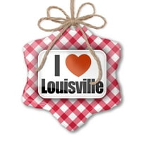 Božićni ukras I Love Louisville Region: Kentucky, Sjedinjene Države Red Plaid Neonblond