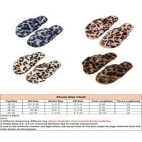 Sanviglor Women plišani papučići poprečni kaiševi kaiševi Leopard Print Fluffy slajdove Spavaća soba