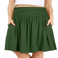 Simlu ženska suknja za običaj i plus veličine sa džepovima ispod dužine koljena Ruched Flowy suknja