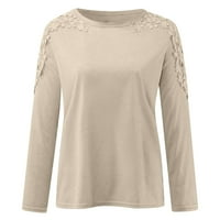Yyeselk čipke patchwork ženske bluze casual dugih rukava Crew Crt Comfy majice Trendi čista boja labavi