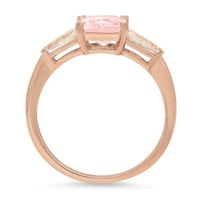 1.62ct Squarel smaragdni rez ružičasti simulirani dijamant 14k ružičasti ružičasti zlato graviranje