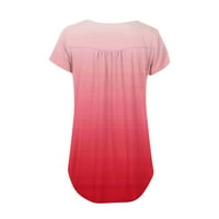 Cleance Ženske vrhove plus veličina Ljetna tunika vrhovi kratkih rukava casual cvjetna Henley majica crvena 2xl