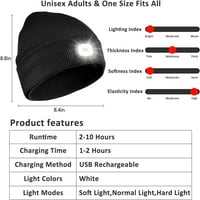 Unise Beanie Hat sa svjetlom, USB punjivim rukama besplatno LED lagano svjetlo, pletena noćna lagana