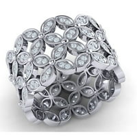 Prirodno 2carat okrugli rez Diamond Prong Cvijet cijeli vječni prsten za brisalnu godišnjicu Solid 10K