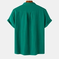 Muška pamučna posteljina pamučna majica s kratkim rukavima Henley košulja Summer casual Solid Color