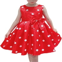 Woobling Girls Gown Polka Dots Party Haljine Swing Formalna haljina Djevojka Ležerne vjenčanje Red 130 6-7Y