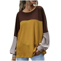 Smihono Clearence ljeto Ženske majice s dugim rukavima Staple pulover Tees Casual Comfy pletene vafle